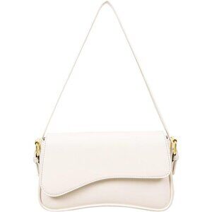 Shoulder Bag Vegan Leather with 2 Removable Strap Cream
